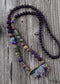 Collar bohemio de amatista natural tejido a mano